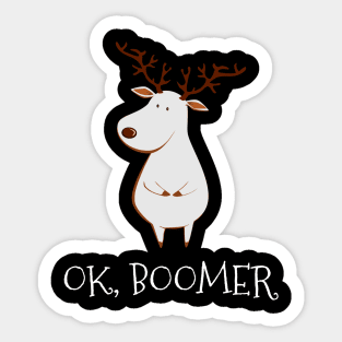 Ok Boomer Meme Deer Albino Ugly Christmas Sweater Gift Sticker